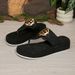Women's Summer Casual Flat Slippers Plus Size Slides Slippers With Letter Metal Buckle_vogvips.com
