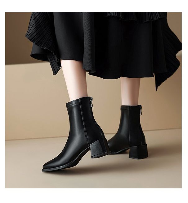 Autumn New Slim For Women British Style Commuting Fashion Simple Versatile Chunky Mid Heel Round Toe Ankle Boots_vogvips.com
