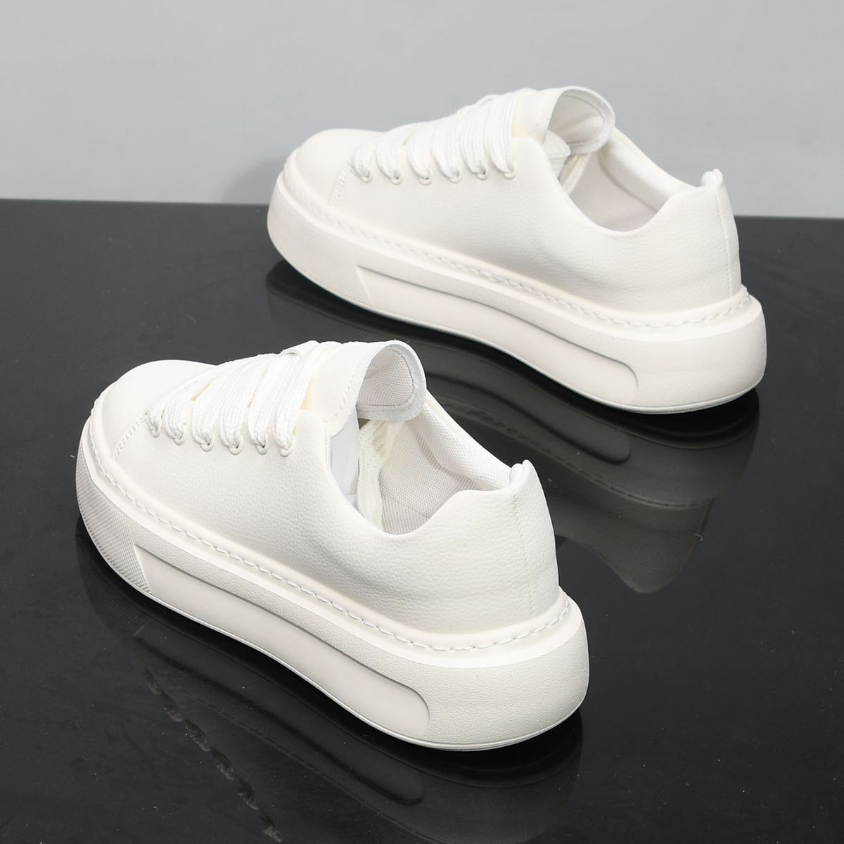 Men's Light Luxury White Sneakers Fashionable Casual Thick Soled Hidden Wedge Spring Autumn Trendy New Style 611_vogvips.com