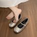 French Beautiful Mary Jane Shoes Women's Shallow Mouth Ballet Flat Shoes Red Evening Shoes_vogvips.com