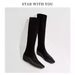 2024 Autumn Winter New Slim Inner Height Increase Elastic Long Women Leg Lengthening Straight Small Square Toe Fashion_vogvips.com