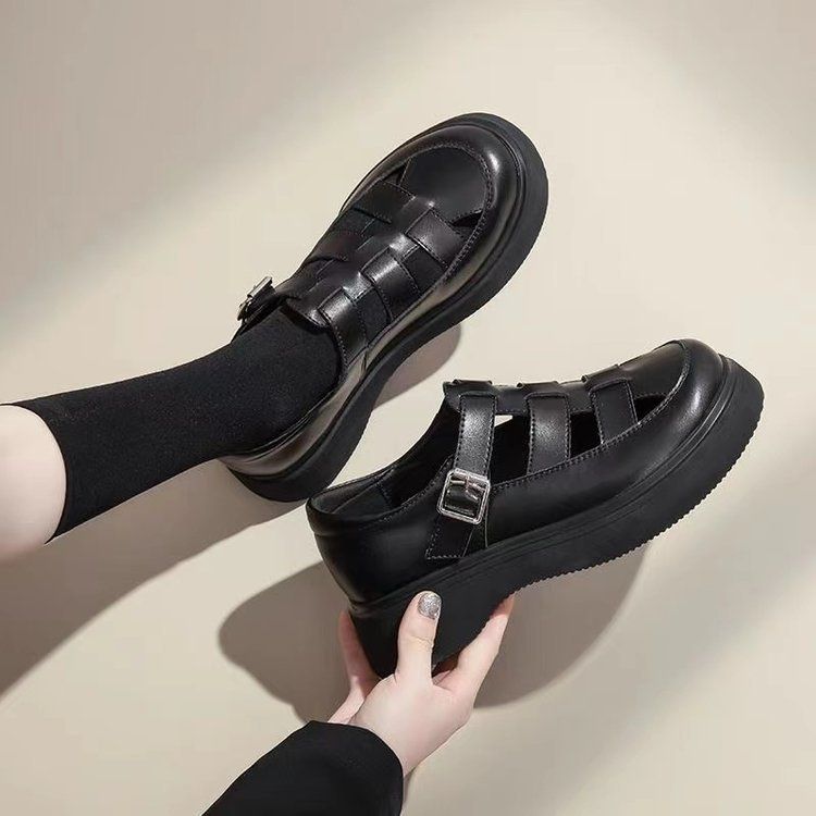 Roman Sandals Women's Platform Bag Head Single Shoes With Skirt Loafers Small Leather Shoes Outside_vogvips.com