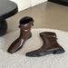 Korean Style Short Boots With Square Toe, Back Zipper, Chunky Heel, Stretchy And Slimming_vogvips.com