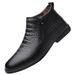 Men's Shoes Casual Leather Shoes Men's Soft-soled Lazy Shoes Warm Fleece Short Boots Medium Help Tooling Shoes Martin Boots_vogvips.com