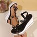 Women's Plus Size For Export, 2025 Summer New Style, Platform Sole, High Heel, Floral Design, One-Strap Buckle Beach_vogvips.com