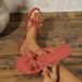 Toe Bow Rivets Beach Vacation Flip-flops Flat Sandals For Women_vogvips.com