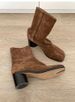 Vintage Leather Horseshoe Split-toed Pig's Trotters Women's Tabi Medium Boots Thick Heel Chelsea High Heel Short Boots Women's Martin Boots_vogvips.com