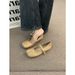 Flat Gentle Evening Shoes, French Style Cream Yellow Pig Trotters, Single For Women In Spring And Autumn, Soft Soles_vogvips.com