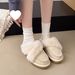 Thick-Soled Snow Boots Furry For Women, Outdoor Wear, Closed-Toe Half Sli, 2025 New Winter Slip-On Plush Cotton_vogvips.com