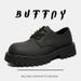 Low-top Thick-soled Heightened Round-head Derby Shoes Matte Lace-up Couple Small Leather Shoes High-end Leather Shoes_vogvips.com