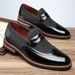 Men's Simple Stitched Carved Versatile British Style Fashion Trend Slip-On Business Casual Leather Shoes_vogvips.com