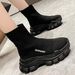 Socks Thin 2025 Soft Elastic High Top Shoes Women Knitted Slip-on Thick Bottom Summer Martin Boots_vogvips.com