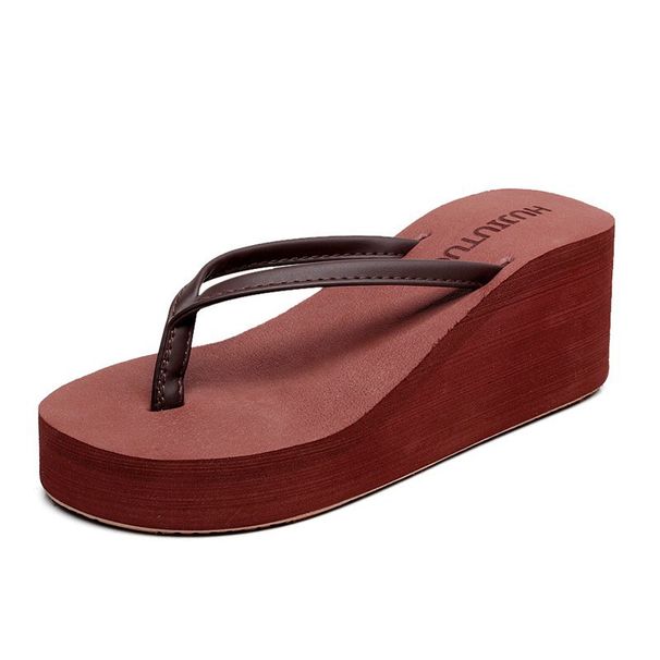 Women's Summer Flip Flops Non-Slip Sandals Korean Style Wedge Heel Thick Sole Simple Beach Slippers_vogvips.com