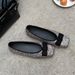 Cameido Bowknot Square Toe Sequins Low Heel Ballet Flats For Women Spring Shoes_vogvips.com