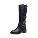 2025 Spring Belt Buckle Chunky Heel Martin Over-the-Knee Long British Style Fleece-Lined Women's Boots 41-43 Wide For_vogvips.com