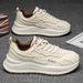 Men's Summer Casual Sneakers With Thick Sole – Breathable Mesh Running Shoes For Men – Lightweight & Comfortable – Beige & Black Options_vogvips.com