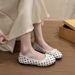French-Style Flat Bowknot Gentle Evening Shoes For Women, 2026 Spring Satin Polka Dot French Ballet Flats_vogvips.com