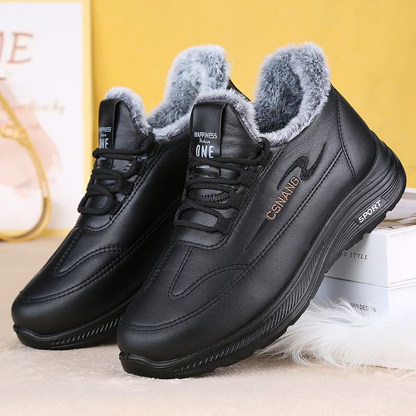 Winter Oversized Cotton Shoes For Men, Warm And Plush Casual Leather Shoes, Anti Slip Middle-aged And Elderly Casual Sports Shoes_vogvips.com