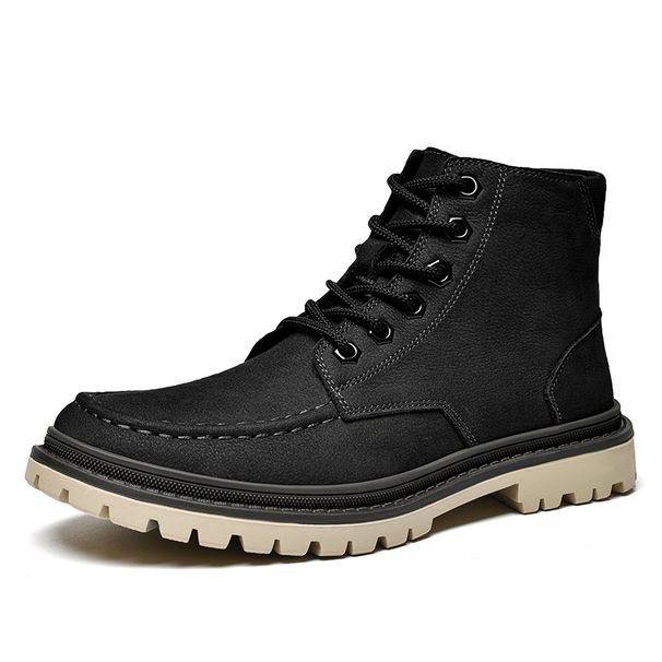 Leather Martin Boots Men's High Top Tooling Boots Men's Retro Locomotive Boots Men's Shoes_vogvips.com