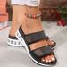 Women's Rhinestone Wedge Sandals Summer New Style Thick Sole European American Plus Size Beach Sandals Air Cushion_vogvips.com