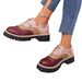 Women's plus Size Low Top Platform Shoes Lace-Up Leather Single Autumn Printed New Style_vogvips.com