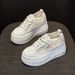 Mesh Dad Shoes Women's Casual Shoes French Round Head Thick Sole Heightening Student White Shoes_vogvips.com