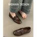 Version Goatskin Retro Flat Shoes Female Square Toe British Style Loafers Soft Leather Work Clothing Slip-on Gommino_vogvips.com