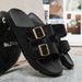 Summer Retro Double-button Matte Surface Flip-flop Versatile And Fashionable Casual And Comfortable Slip-on Sandal_vogvips.com