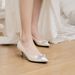 Low Heeled Rhinestone Maternity Wedding Dress Bridesmaid Shoes Plus Size 43 White_vogvips.com