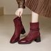 High Heel Short Boots For Women 2025 New Winter Chinese Style Red Wedding Boots Side Zipper Chunky Heel Mid-Calf Boots For Women_vogvips.com