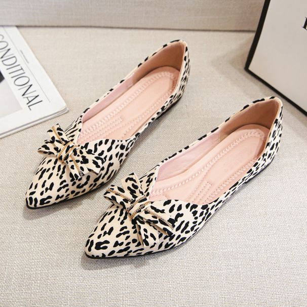 Ethnic Style Leopard Print Women's Unique Design Flat Pointed Toe Boat Large Size 41-43 Trendy Summer Shoes_vogvips.com
