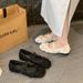 Chinese Bow Low Heel Mesh Breathable Single For Women Early Spring New Ballet Style Fairy Mary Jane Shoes_vogvips.com
