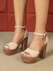 Women's Thick Heeled Sandals Cross-border Thick-soled High-heeled Sandals High-heeled One-word Belt Outer Wear Ankle Belt Rhinestone Hasp_vogvips.com