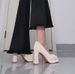 French Waterproof Platform Peplum High Heel Shoes, Extra-high Thick Heel Women's Shoes, 9CM Square Toe Elegant Shallow-toe Single Shoes_vogvips.com