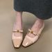 Mary Jane Shoes, Patent Leather, Color-blocked Bow, Square Toe, Nude, Light Opening Single Shoes_vogvips.com