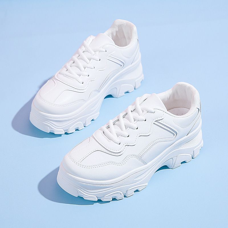 Dad Sneakers For 2025 Spring And Autumn New Thick-Soled Breathable White Student Casual Sports Shoes Women Ins Trend_vogvips.com