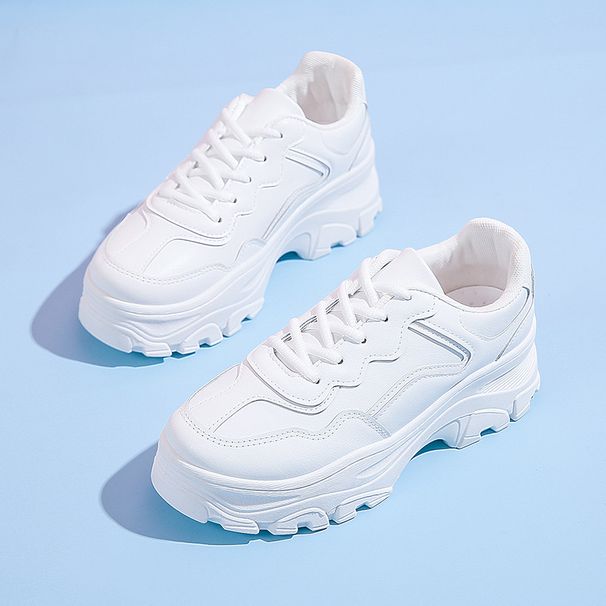 Dad Sneakers For 2025 Spring And Autumn New Thick-Soled Breathable White Student Casual Sports Shoes Women Ins Trend_vogvips.com