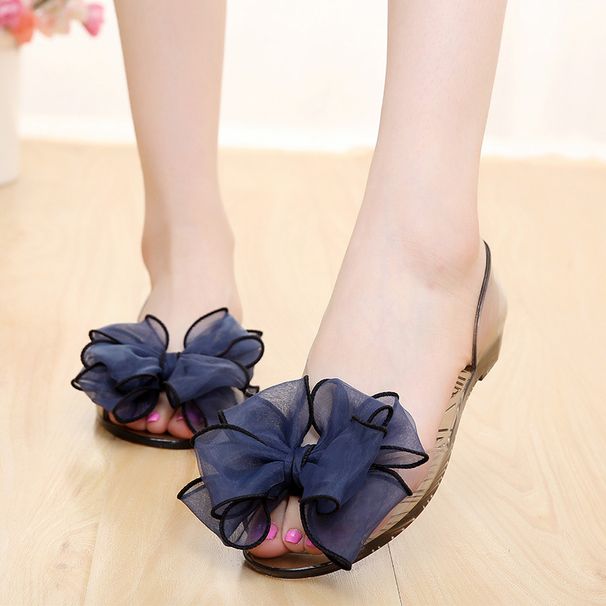 Summer Sandals With Bowknot, Crystal Peep-toe Jelly Beach Shoes, Non-slip Soft-soled Shoes For Pregnant Women And_vogvips.com