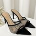 Rhinestone Pointed-toe Stiletto High-heeled Sandals, Sexy Fashionable Women's Outdoor Slippers, European And American_vogvips.com
