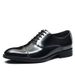 Formal business real cowhide pointed toe three-point Oxford shoes patent leather glossy black men's shoes_vogvips.com