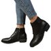 New Plus Size Black Martin Thick Heel, Lace Up Small Leather Shoes, High Heels, Trendy Short Boots, Women's Autumn_vogvips.com