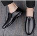 Men's Round Head Leather Casual Men's Casual Single Shoes Front Lace-up Loafers Casual Leather Shoes Men's Shoes_vogvips.com
