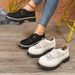 Women's Leather Platform Shoes Spring British Style Breathable Mesh Round Toe Low Top Plus Size_vogvips.com