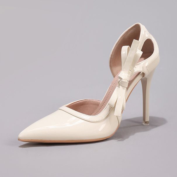 Fashion Bow High Heels Sexy Pointed Head Banquet Party Wedding Hollow Single Shoes Stiletto Sandals_vogvips.com
