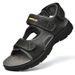 Ultra Light Genuine Leather Beach Sandals, Handmade Oversized Anti Slip Summer Men's Sandals_vogvips.com