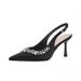 Qianluhui Fine-heeled Pointed-toe Exquisite Rhinestone Satin Party Shoes, Fashionable And Elegant Summer High-heeled_vogvips.com