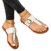 Women's Shoes Rhinestones Style Flip Flop Flat Sandals Fashionable And Comfortable Metal Buckle Decorated Large Size Slippers_vogvips.com