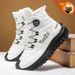 Winter Outdoor Leisure Cold-Resistant Fleece-Lined Thick High-Top Cotton Shoes With Rotating Button, Trendy And Versatil_vogvips.com