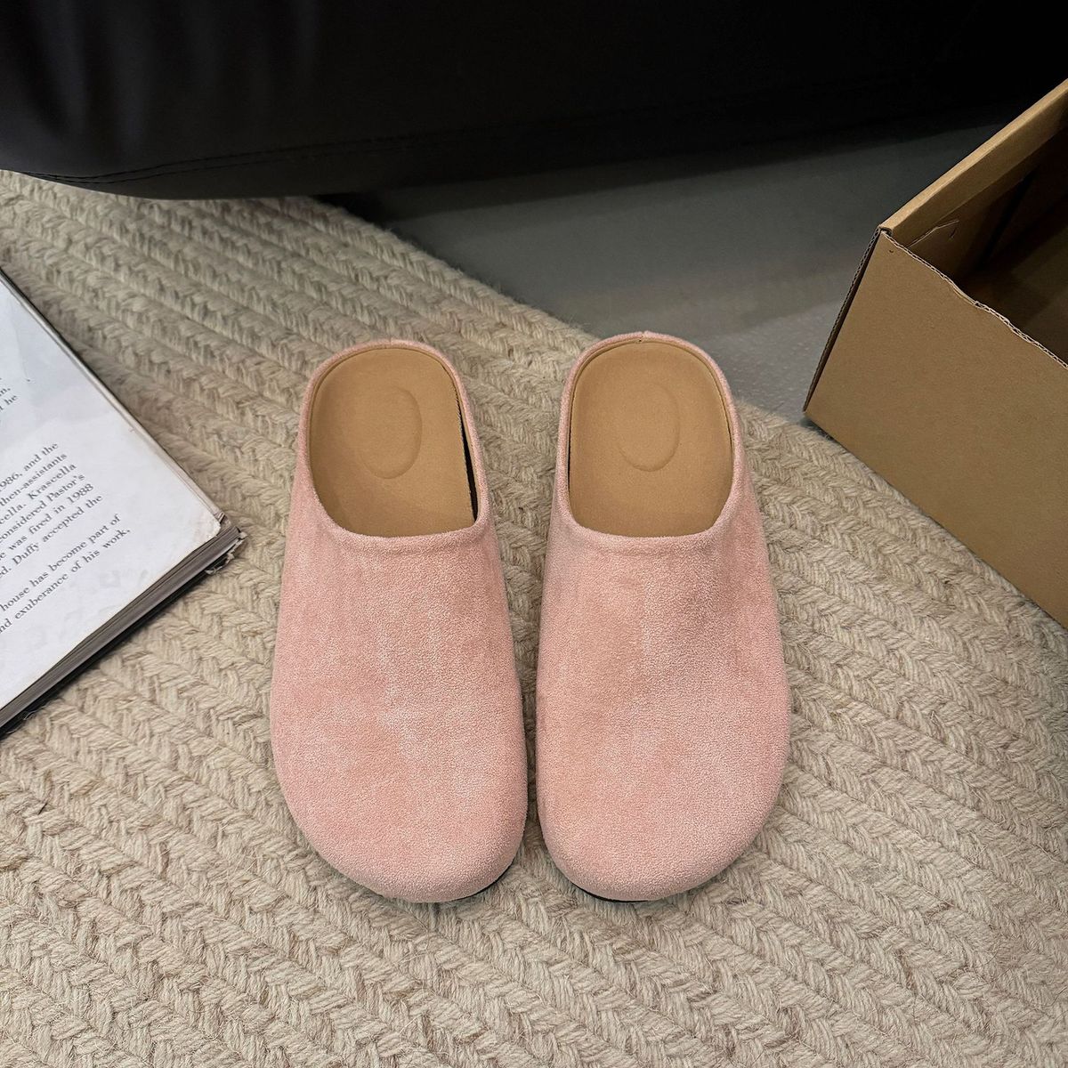 Spring And Summer Retro Slippers Women's Casual Low Heel Flats With Skirt Half Slippers_vogvips.com