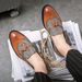Euro Step Summer New Brogue Men's With Tassels, Breathable British Korean Style, Carved Casual Pointed Leather For Men,_vogvips.com